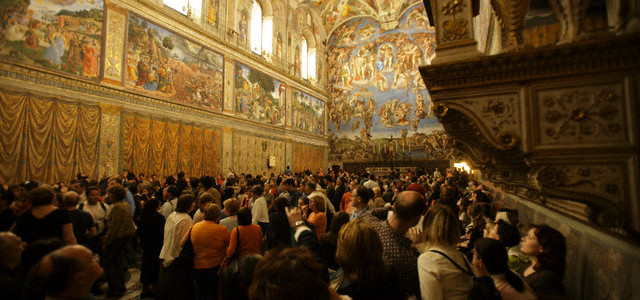 Crowd Touring the Sistine Chapel