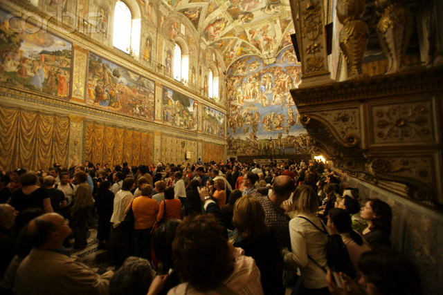 Crowd Touring the Sistine Chapel